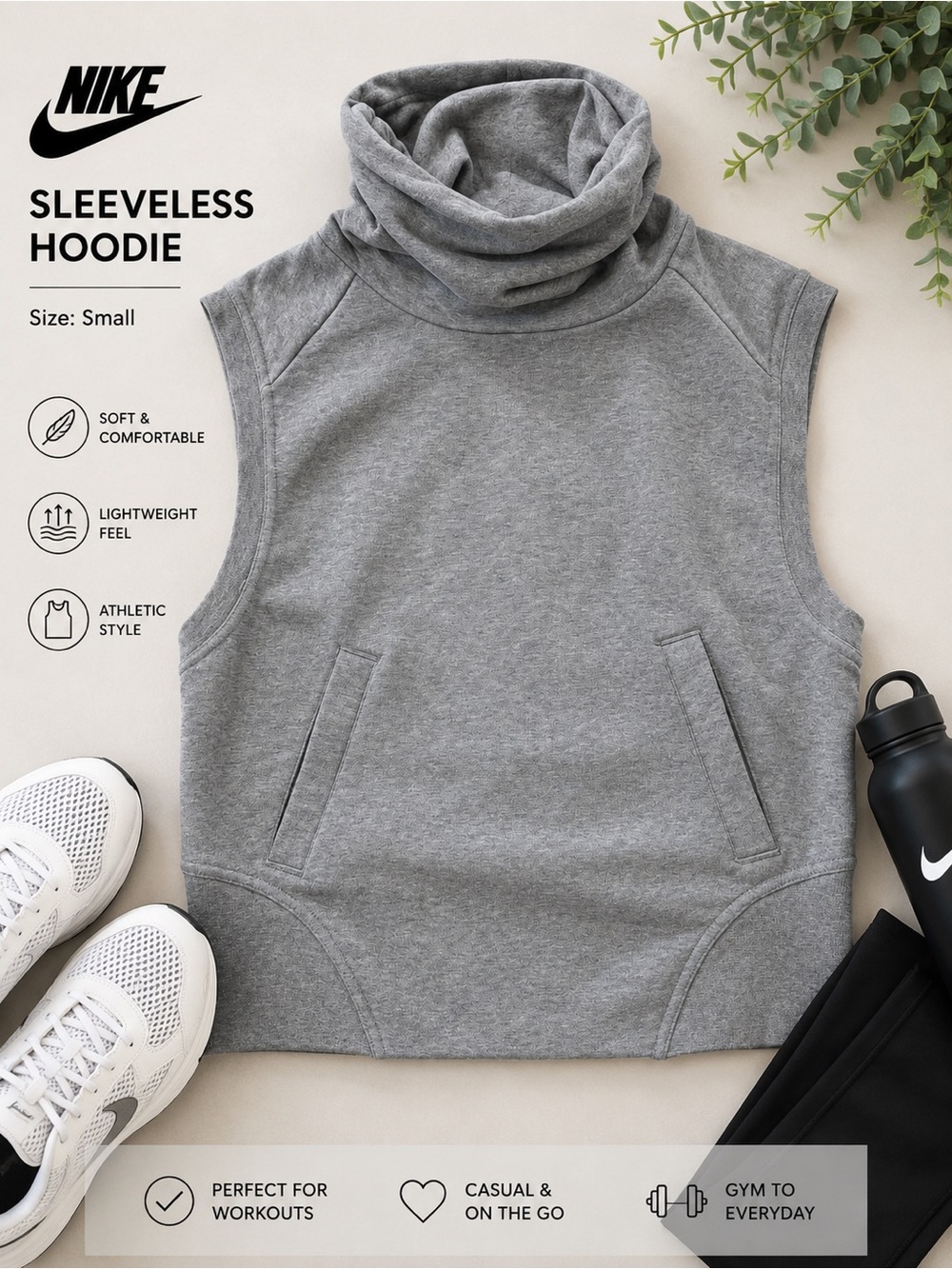 Nike Dri-Fit Dry Versa Funnel-Neck athletic vest Sz small (w)